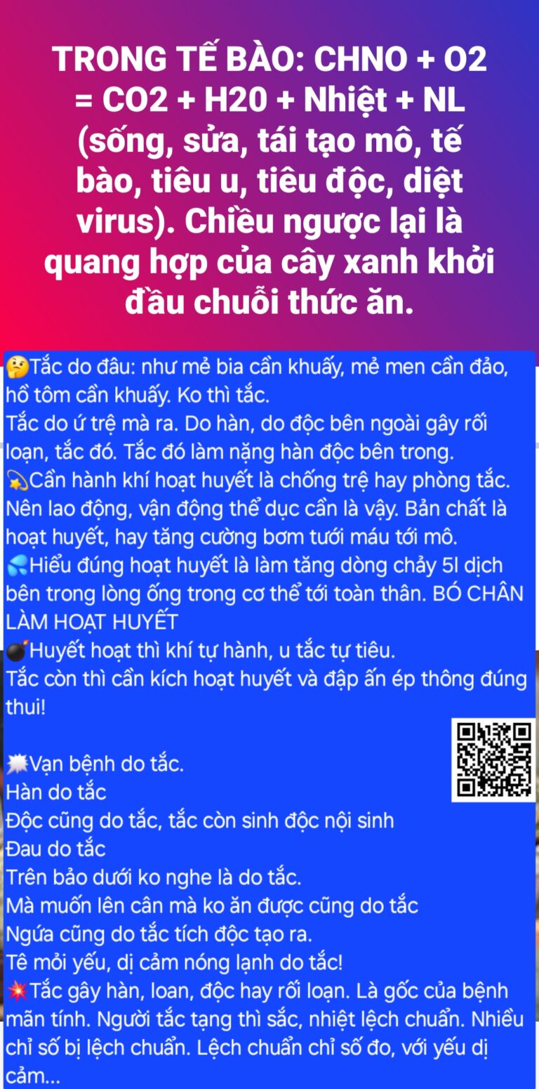 Mọi bệnh do tắc mà ra. Tắc gân cơ hay biểu. Và tắc tạng (lý). Thông cơ và tạng là cách chữa gốc bệnh